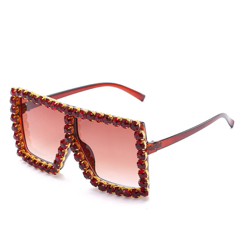 Wholesale PC Diamond Large Square Frame Sunglasses